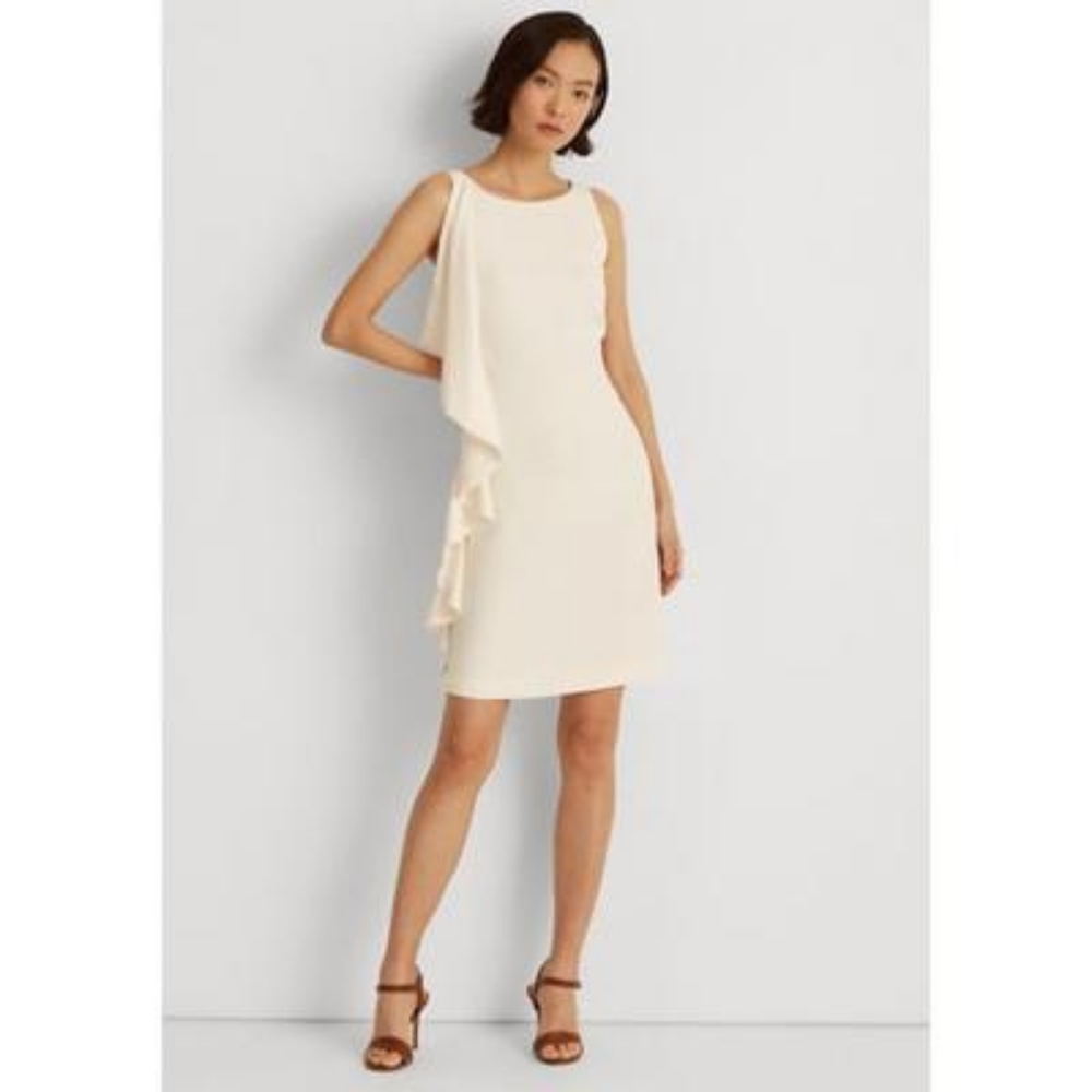 Lauren Ralph Lauren Georgette Sleeveless Cocktail Dress - Mascarpone Cream
